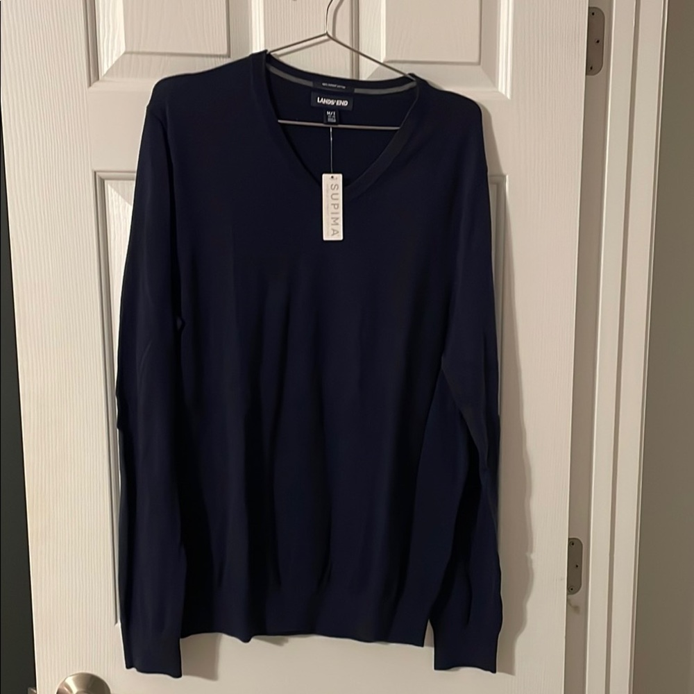 NWT Lands’ End Navy Men's Supima Cotton Sweater